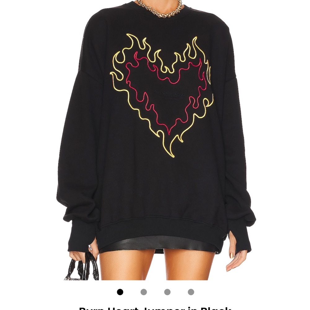 Black Burn Heart Sweater